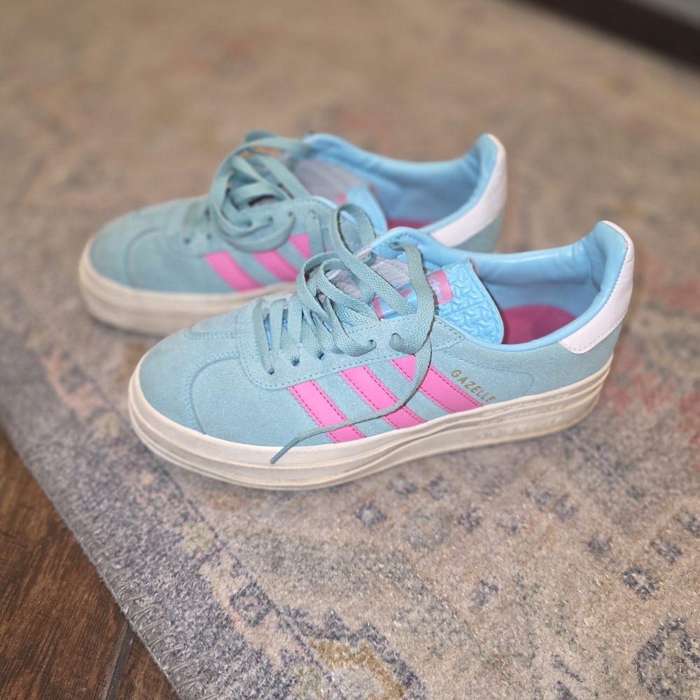 Adidas Aqua and Pink Stacked Gazelle